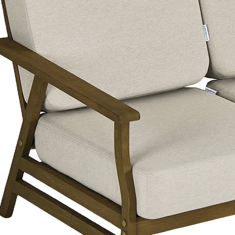 Modern Wood Cushioned 5-Piece Outdoor Patio Conversation Set