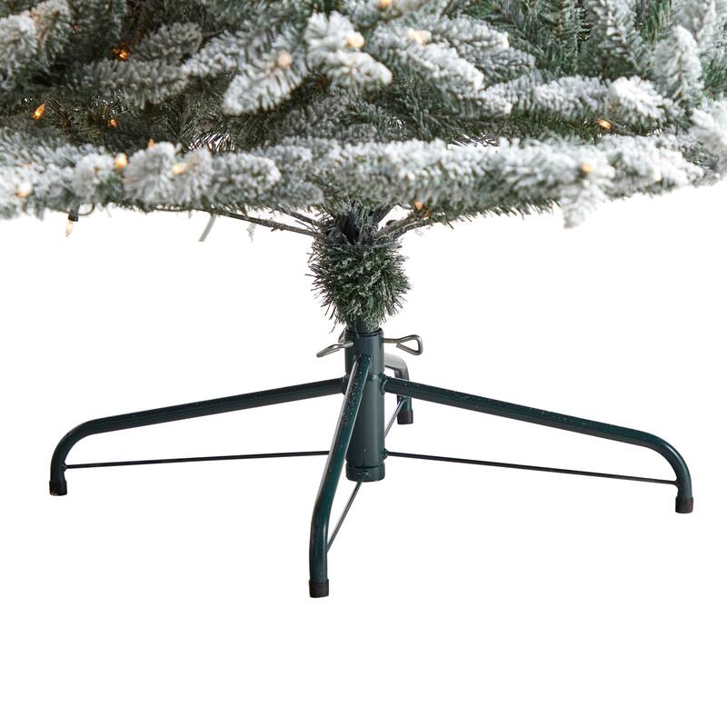 8’ Flocked West Virginia Spruce Artificial Christmas Tree, Clear LED - 8 Foot