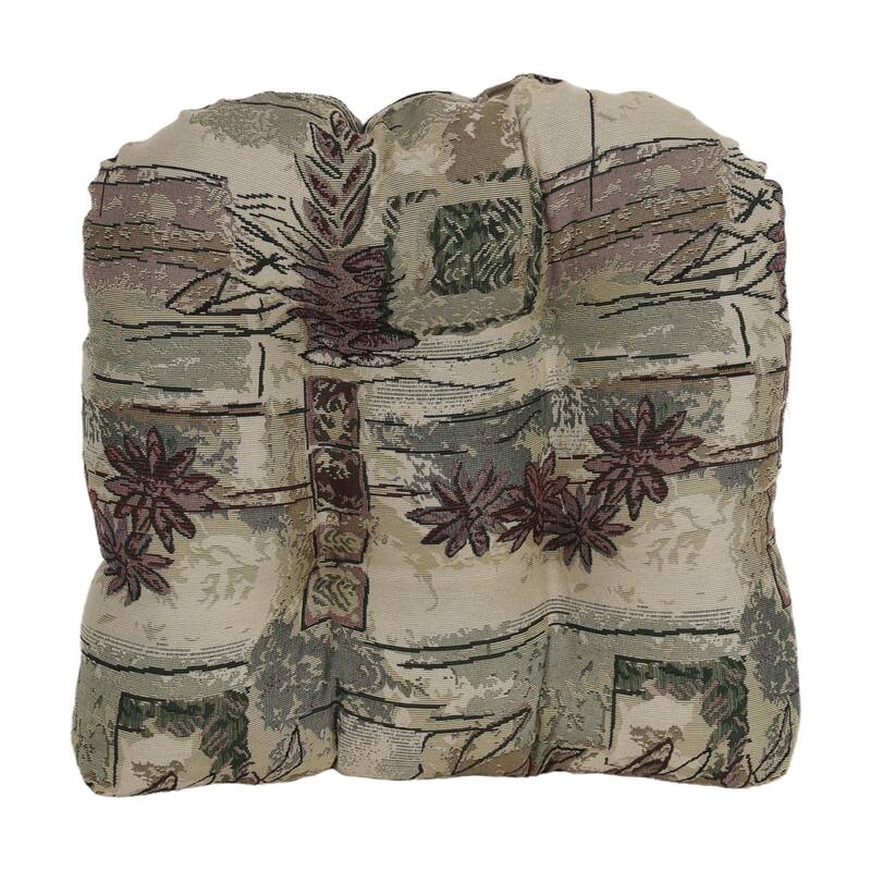 19-inch Rounded Back Tapestry Chair Cushion (Multiple Patterns, Set of 1,2, or 4) - 19 x 19