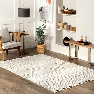 Nuloom Freya Moroccan Banded High/Low Tasseled Area Rug - Bed Bath ...