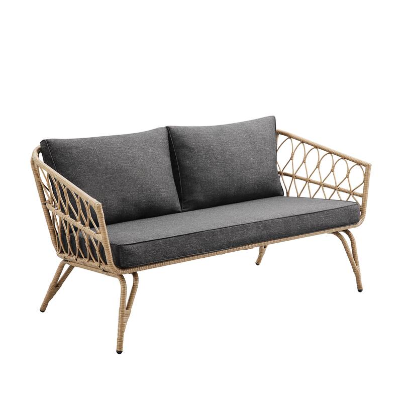 Corvus Gandia 4-piece Outdoor Resin Wicker Patio Conversation Set with Cushions
