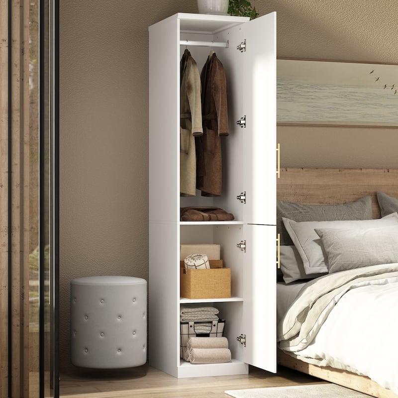 74.8"H Large Modular Wardrobe Cloest Armoire Cabinet Glass Door