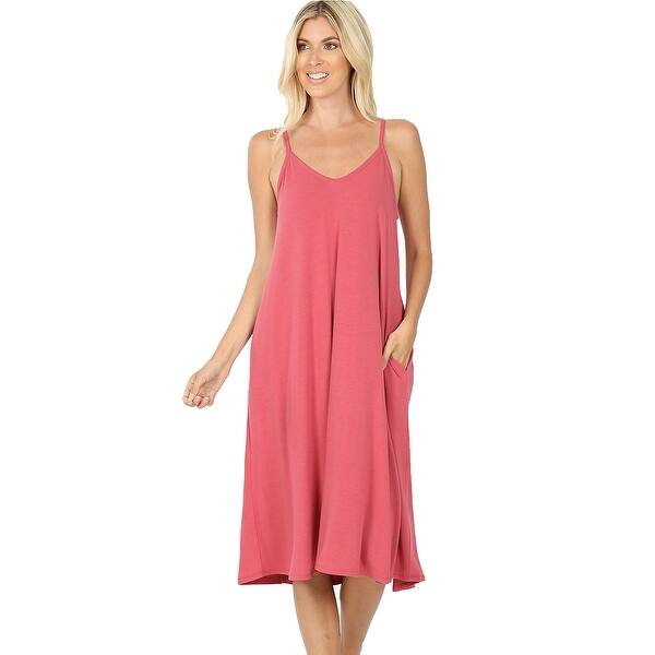 Shop Jed Women S Adjustable Strap Flowy Knee Length Tank Dress