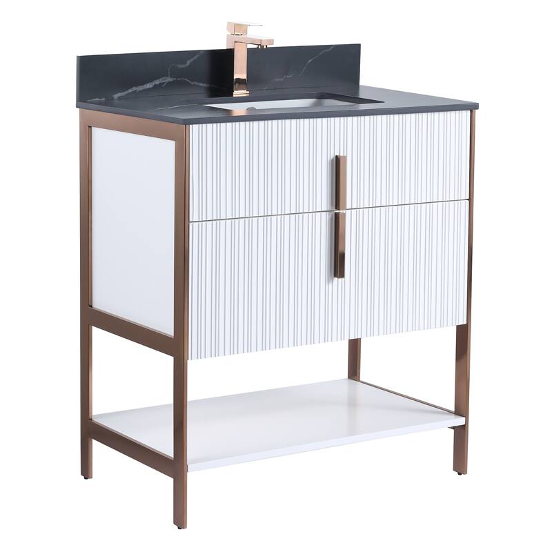 Fine Fixtures Serenity Modern Bathroom Vanity with Black Sintered Stone Top