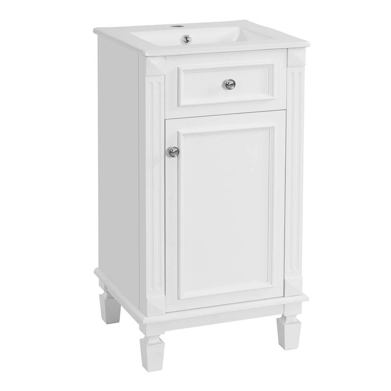 Small Bathroom Vanity Cabinet Single Vanity Set with Ceramic Sink