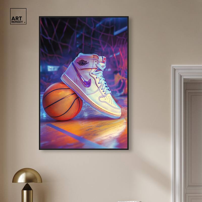 Neon Basketball Court Canvas by Art Remedy