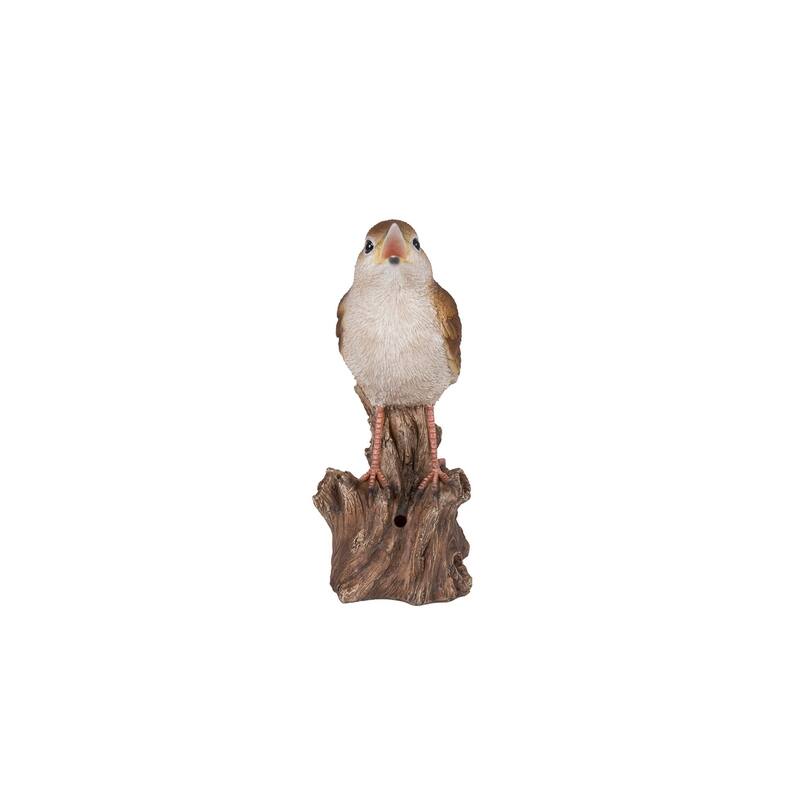 6.25" Brown Motion Activated Singing Nightingale Stump Figurine