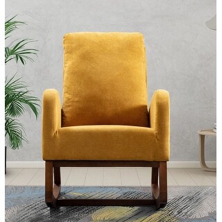 Mustard Color Rocking Chair Mid-Century Modern Rocking Chair for Living Room & Nursery, High ...