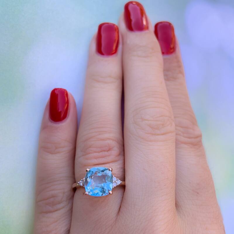 Miadora 10k Rose Gold Sky Blue Topaz and Diamond Accent Cocktail Ring