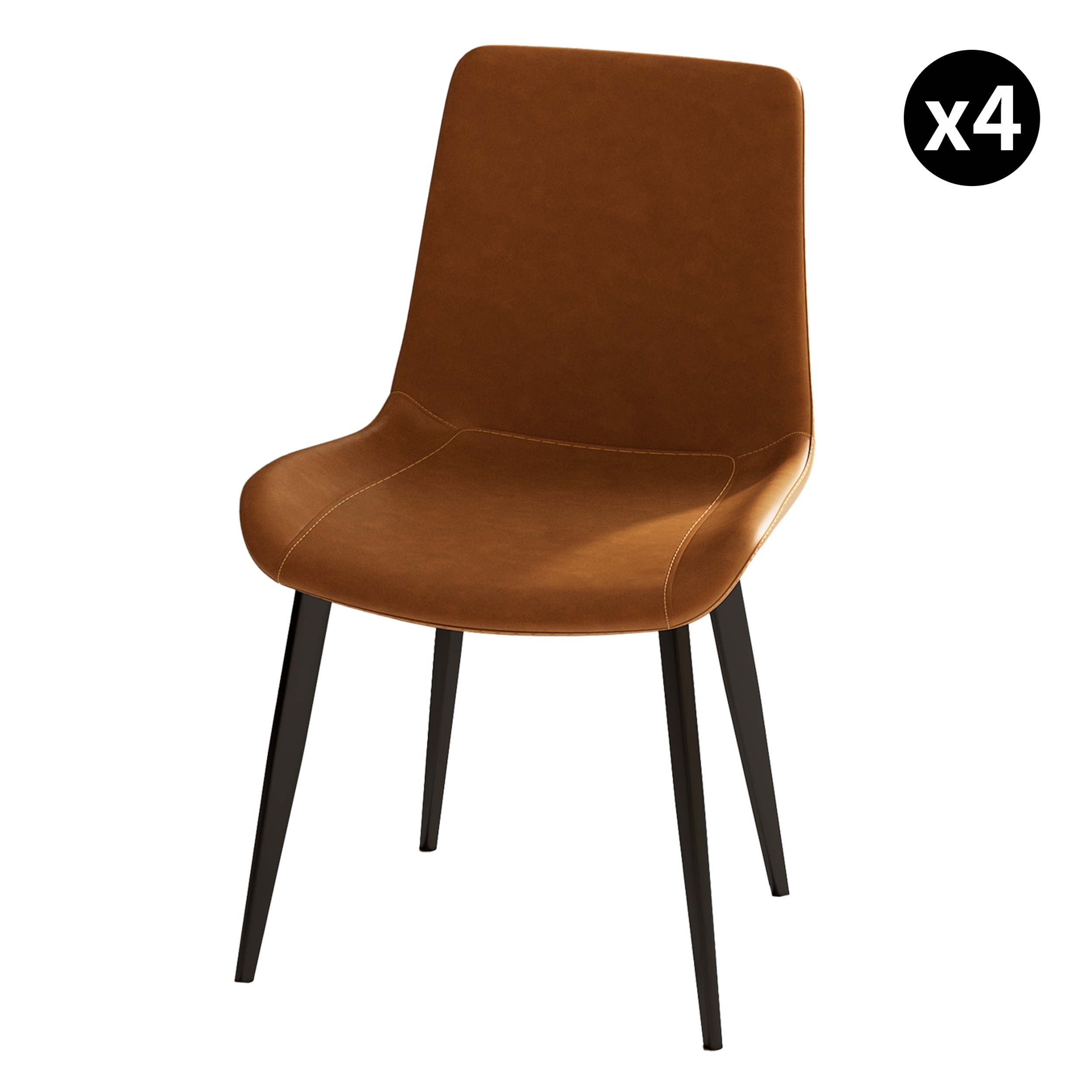 Modern PU Leather Dining Chair w/ Metal Legs, Upholstered Seat, 2/4PCS
