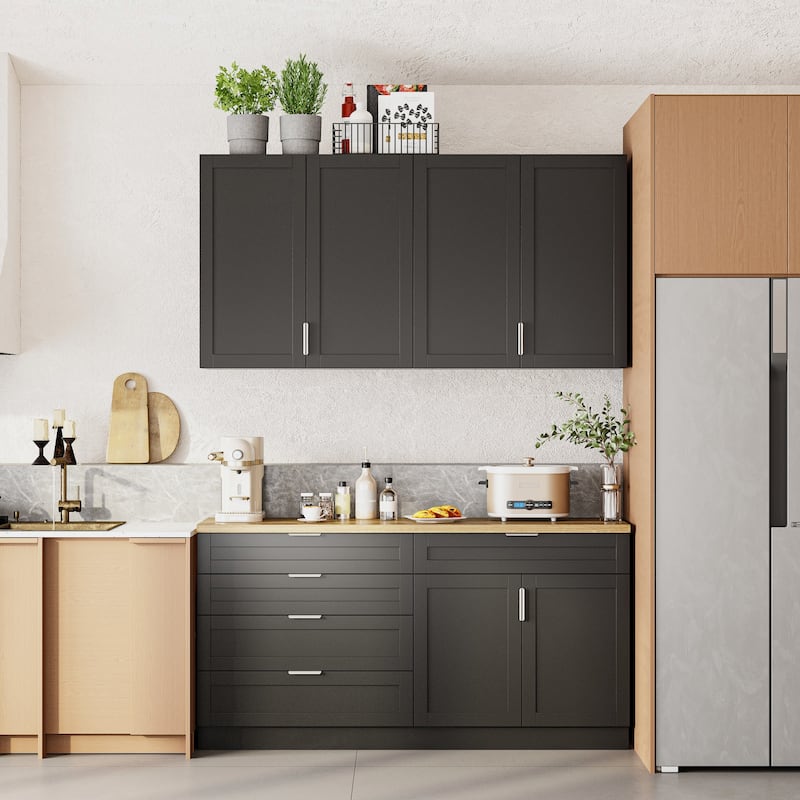 Black Cupboard,Wooden Sideboard Buffet Cabinet with Storage,Suitable for Organizing Pantry,Kitchen,Garage