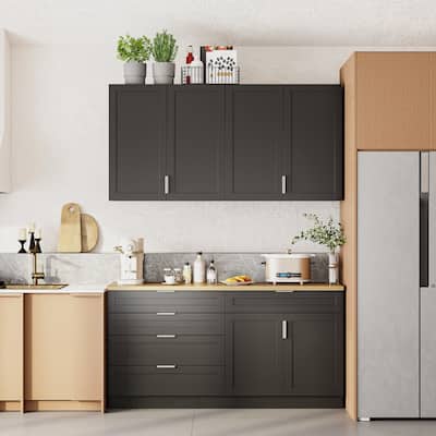 Black Cupboard,Wooden Sideboard Buffet Cabinet with Storage,Suitable for Organizing Pantry,Kitchen,Garage