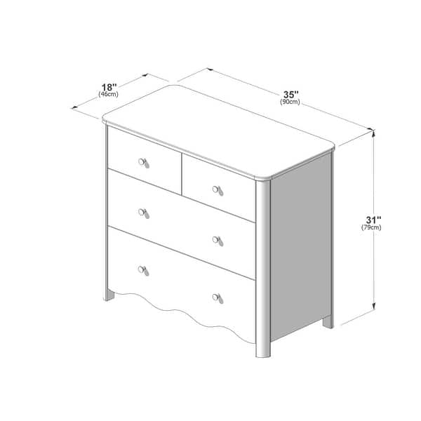 dimension image slide 1 of 2, Sutton 4 Drawer Dresser