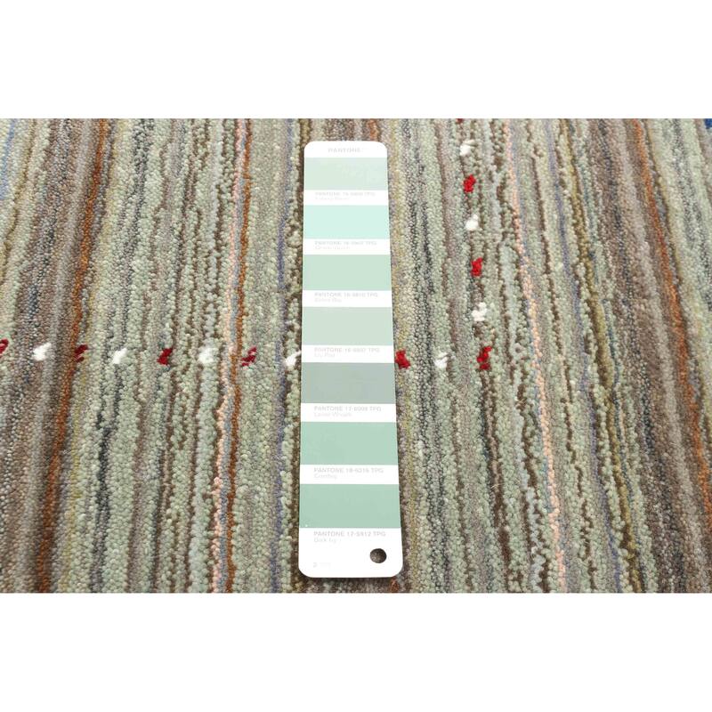 ECARPETGALLERY Hand Loomed Kashkuli Gabbeh Light Green Wool Rug - 4'0 x 5'9