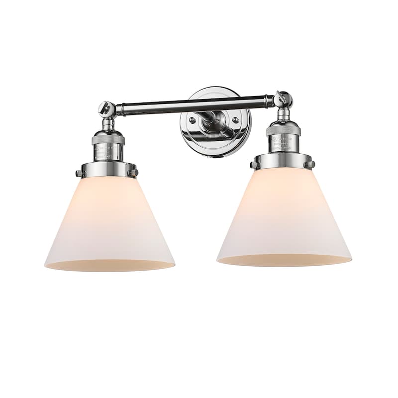 Innovations Lighting Large Cone 2 Light 18" Wide Bathroom Vanity Light - Polished Chrome / Matte White Cased