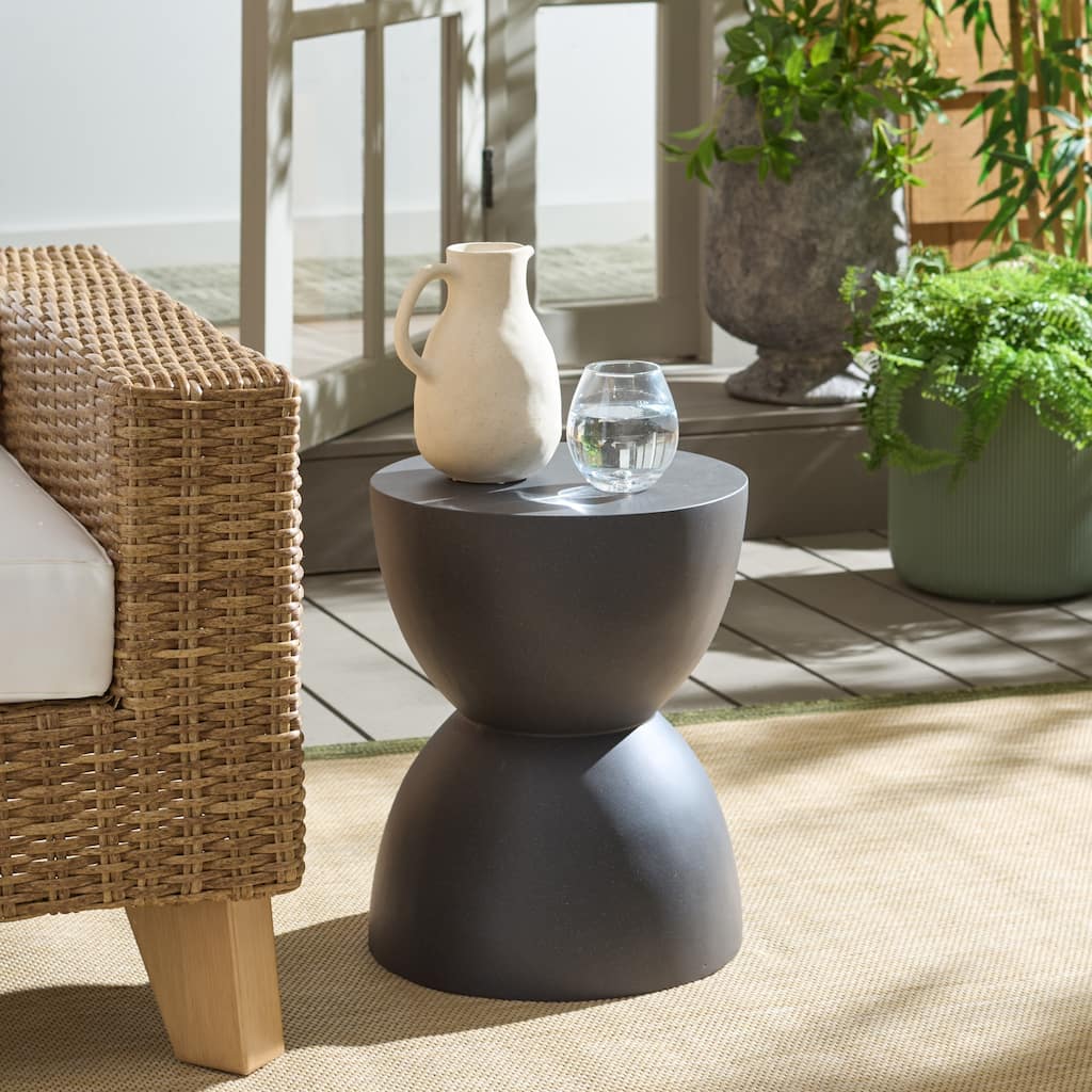 SAFAVIEH Outdoor Patio Furniture Tina Hourglass Accent Table, Sculptural Side Table for Indoor and Outdoor Use