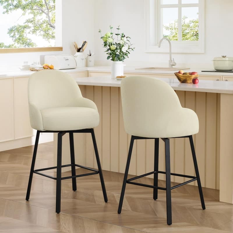 Spruce & Spring Amari Swivel Upholstered Counter Bar Stool with Thickened Cushion
