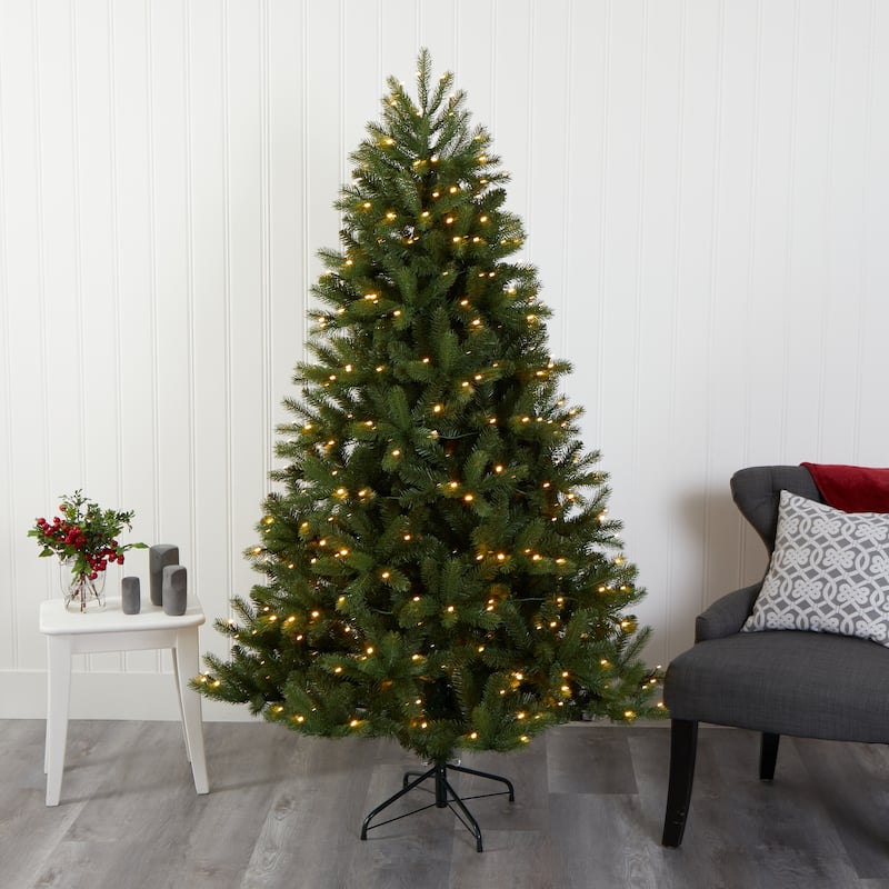 6’ New Haven Spruce Artificial Christmas Tree, Clear LED Lights - 6 Foot