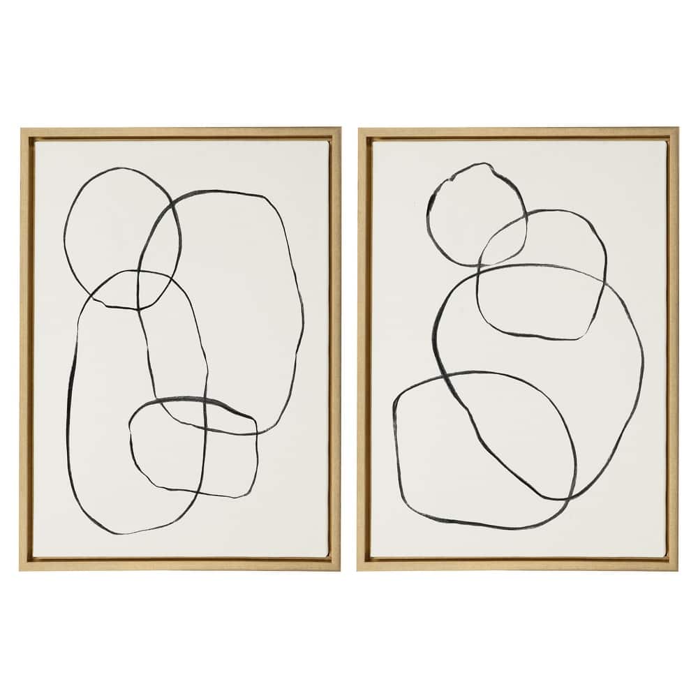 Kate and Laurel Sylvie Modern Circles Framed Canvas Set by Teju Reval