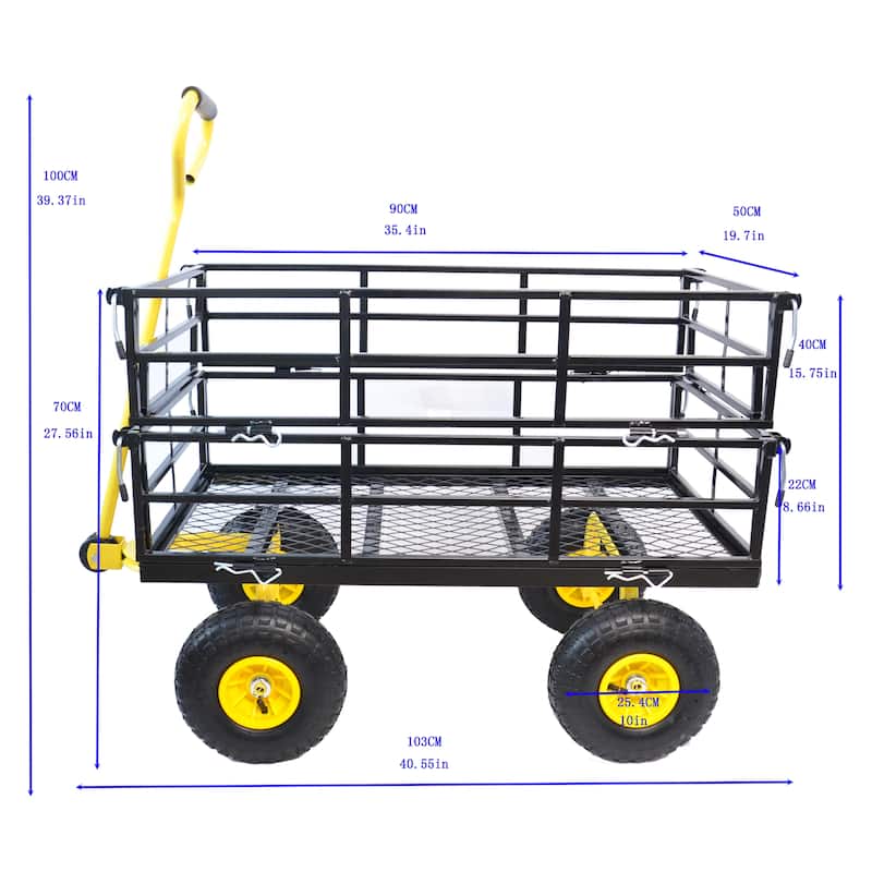 Wagon Cart Garden cart trucks make it easier to transport firewood Yellow+Black