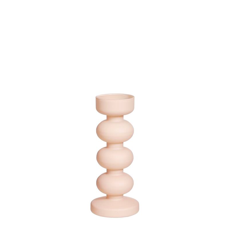 Lg. Fabia Tealight Holder Glass Pink- ST - Pink