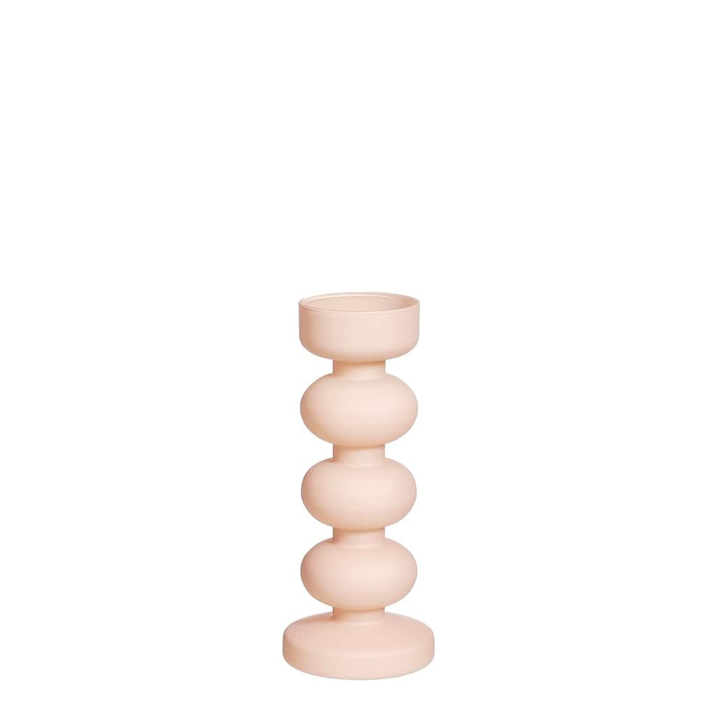 Lg. Fabia Tealight Holder Glass Pink- ST - Pink