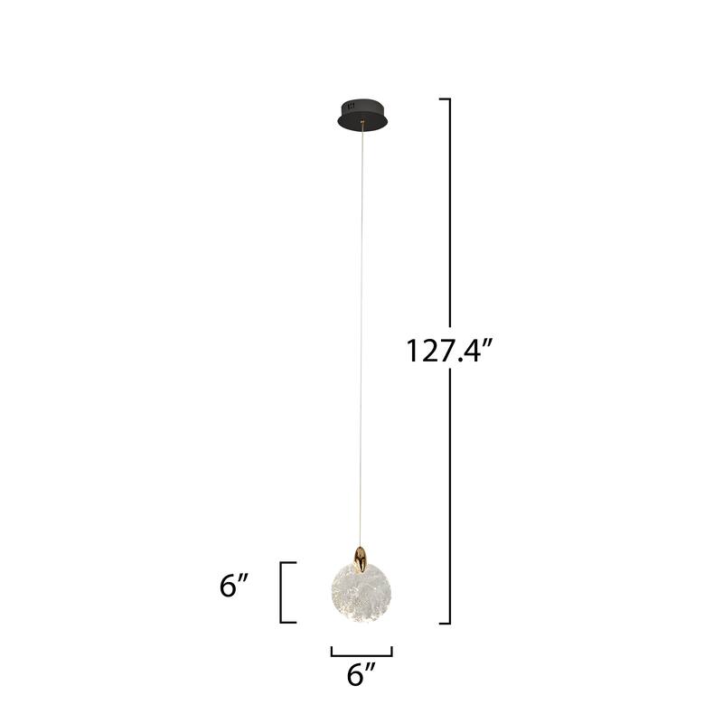 Artcraft Snowflake 1-Light Pendant - Matte Black with Satin Brass Accent
