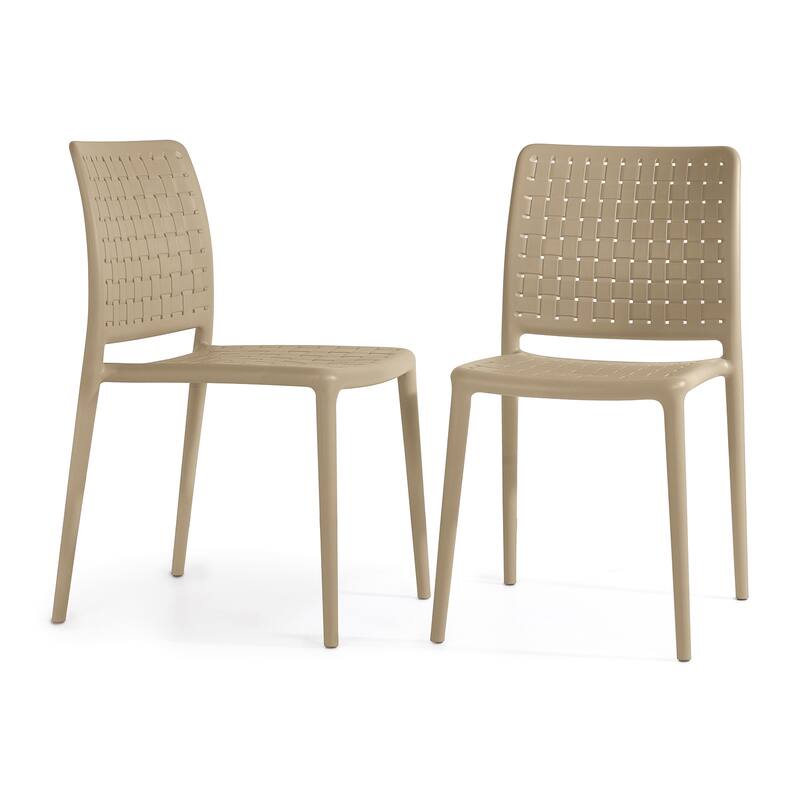 WRGHOME Modern Stacking Patio Dining Side Chair Indoor/Outdoor (Set of 2) - 33.18'' H X 18.50'' W X 21.85'' D