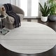 preview thumbnail 2 of 8, SAFAVIEH Whisper Mehtap Contemporary Stripe Fringe Rug 6'7" Round - Light Grey/Ivory - Round