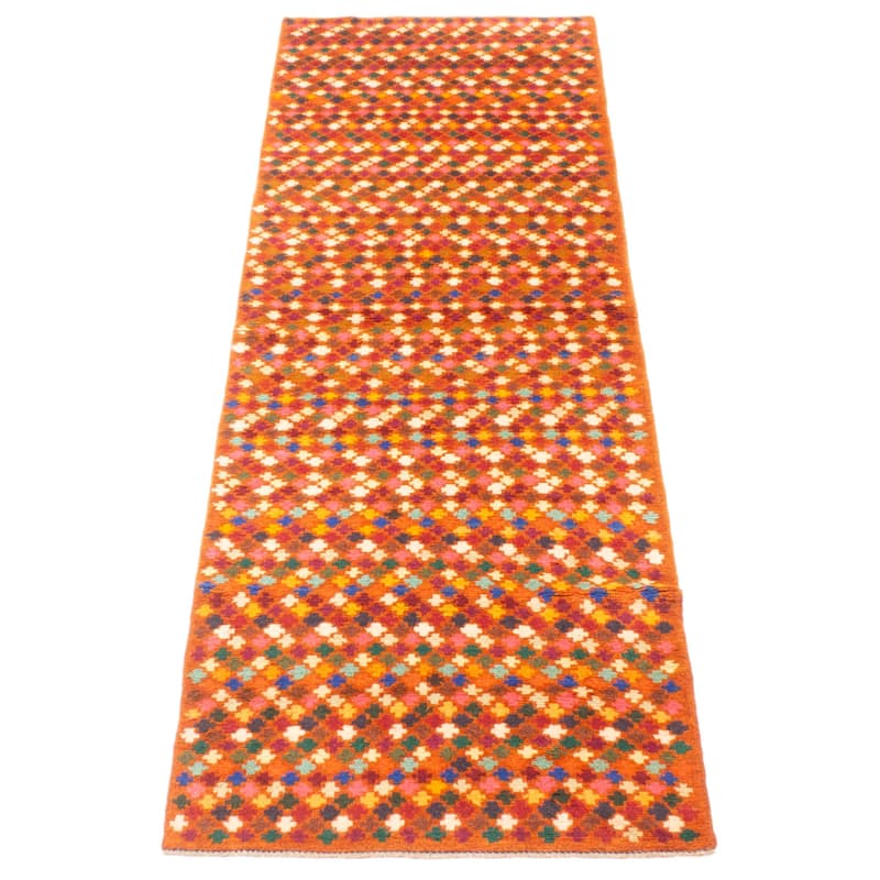 ECARPETGALLERY Hand-knotted Afghan Multi Color Wool Rug - 2'9 x 9'6