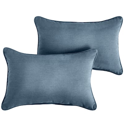 Sunbrella Denim Blue Indoor/Outdoor Pillows, Set of 2, Corded