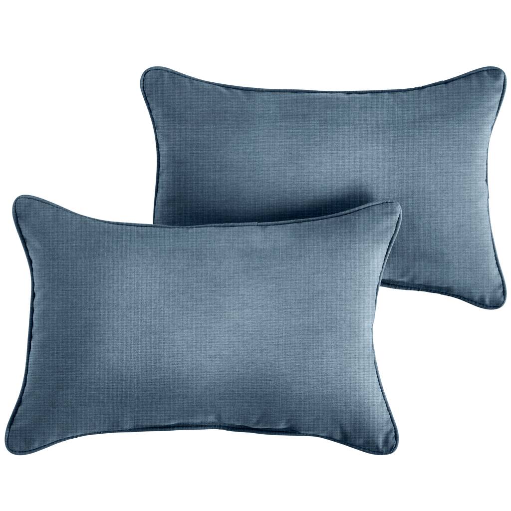 Sunbrella Denim Blue Indoor/Outdoor Pillows, Set of 2, Corded