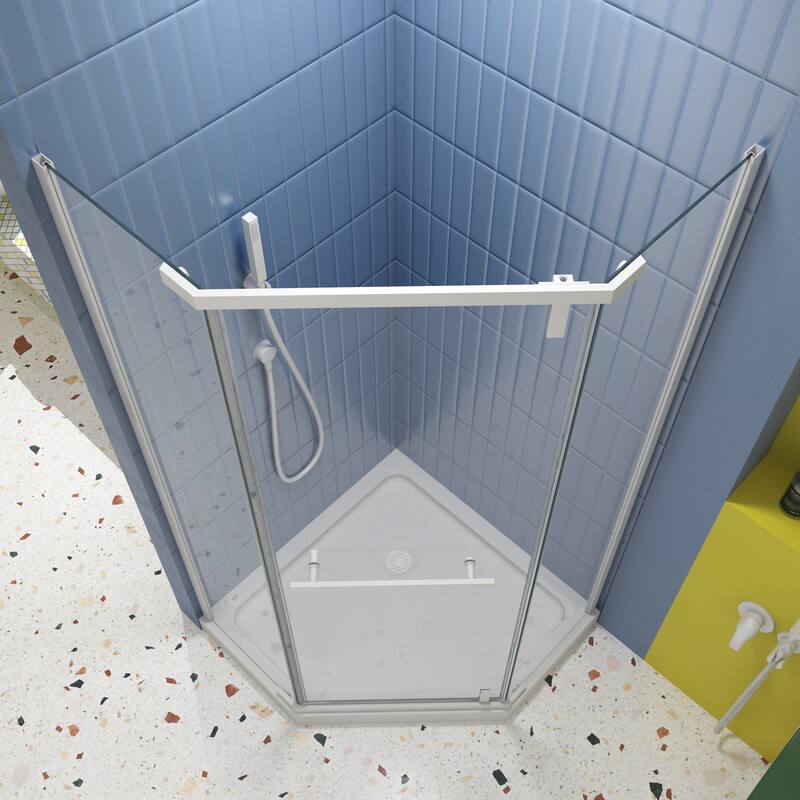 34.75'' W x 72'' H Semi-Frameless Neo-Angle Pivot Shower Door - 34.75" X 34.75" X 72"