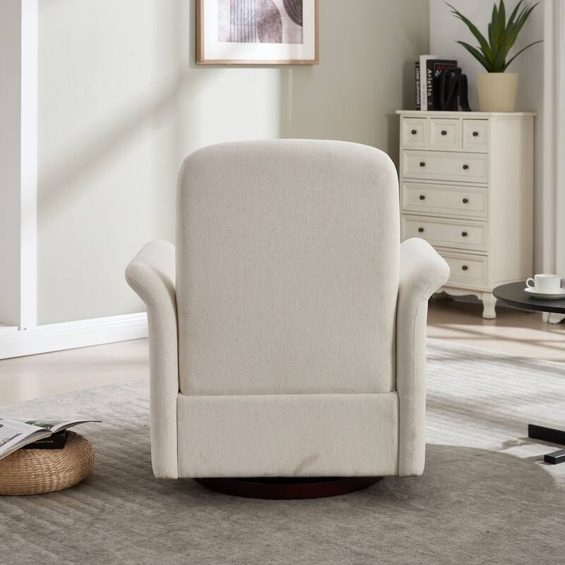 22 Inch Seat Wide Faux Leather Swivel Accent Chair with Wood Base