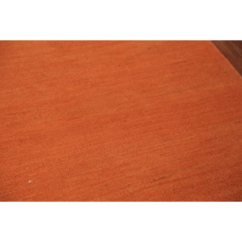 Orange Gabbeh Oriental Runner Rug Hand-Knotted Wool Carpet - 3'0" x 9'10"