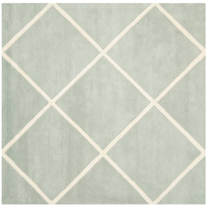 SAFAVIEH, Handmade Chatham Ezzelina Modern Moroccan Wool Rug - 7' Square - Grey/Ivory