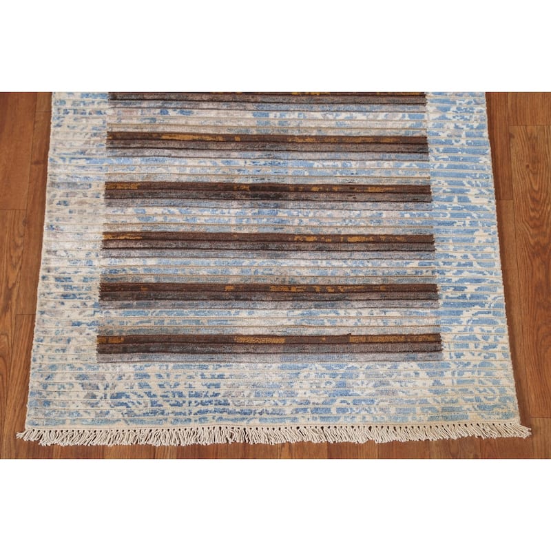 Multi-Color Modern Accent Rug Handmade Wool Carpet - 2'8"x 4'9"