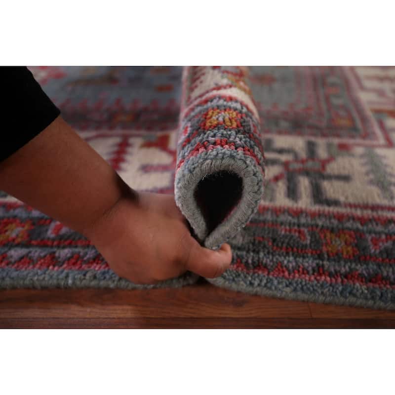 Light Blue Oushak Indian Area Rug Handmade Wool Carpet - 8'2"x 9'11"