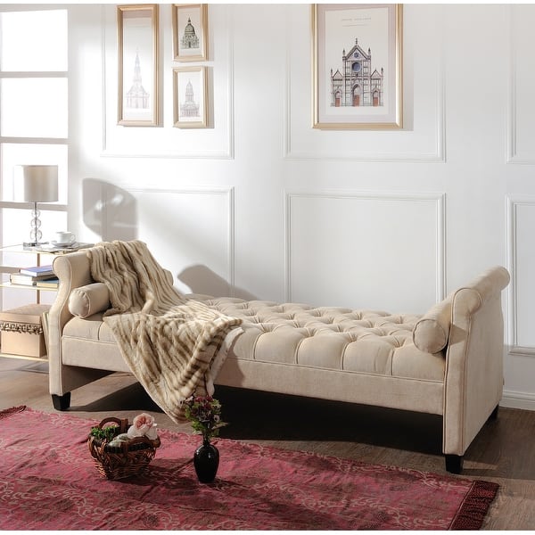 slide 1 of 80, Eliza 82.5" Tufted Oversized Performance Fabric Chaise Lounge with Bolster Pillows