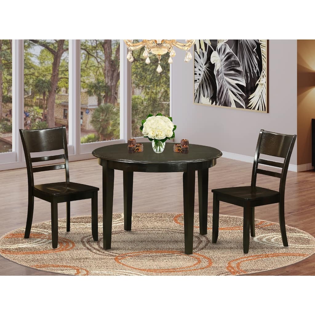 Modern Dining Set - 3 Piece Table & Chair Set - Oval Table with Butterfly Leaf - Cappuccino Finish