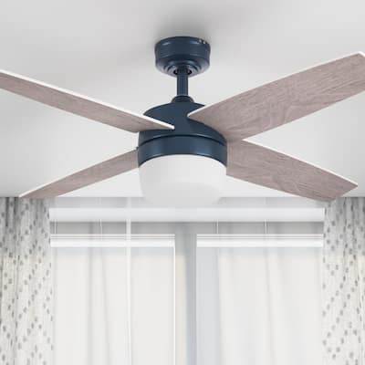 44" Prominence Home Atlas Sapphire Blue Modern Indoor LED Ceiling Fan with Light and Remote Control
