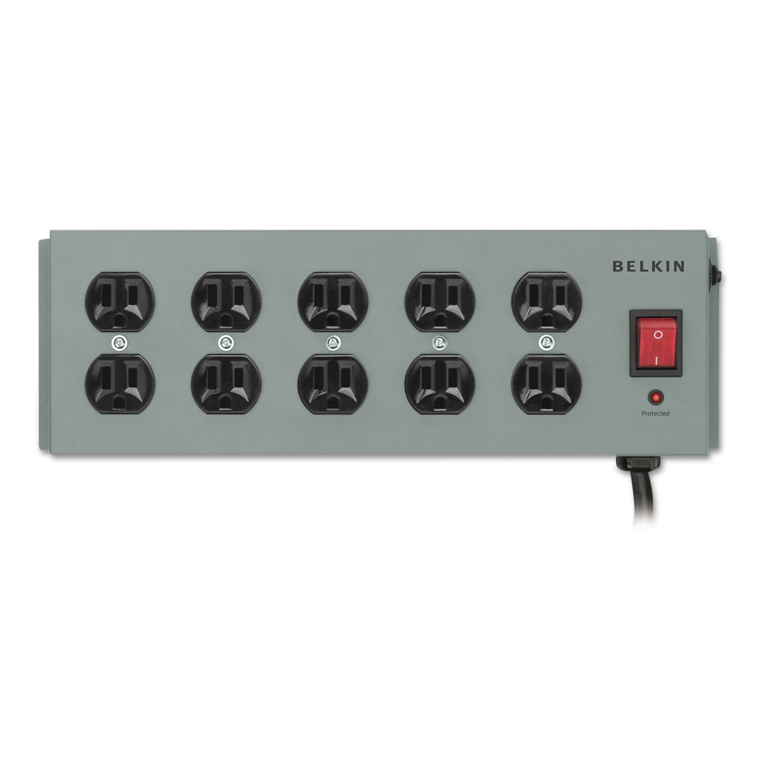 Metal SurgeMaster Surge Protector, 10 Outlets, 15 ft Cord, 885 Joules, Dark Gray - Clear