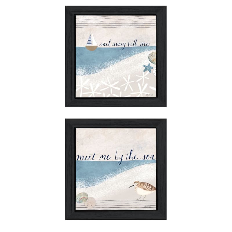 Trendy Decor 4U "Sail Away With ME" Printed Framed Wall Art by Katie Doucette - Charcoal - 15 x 15