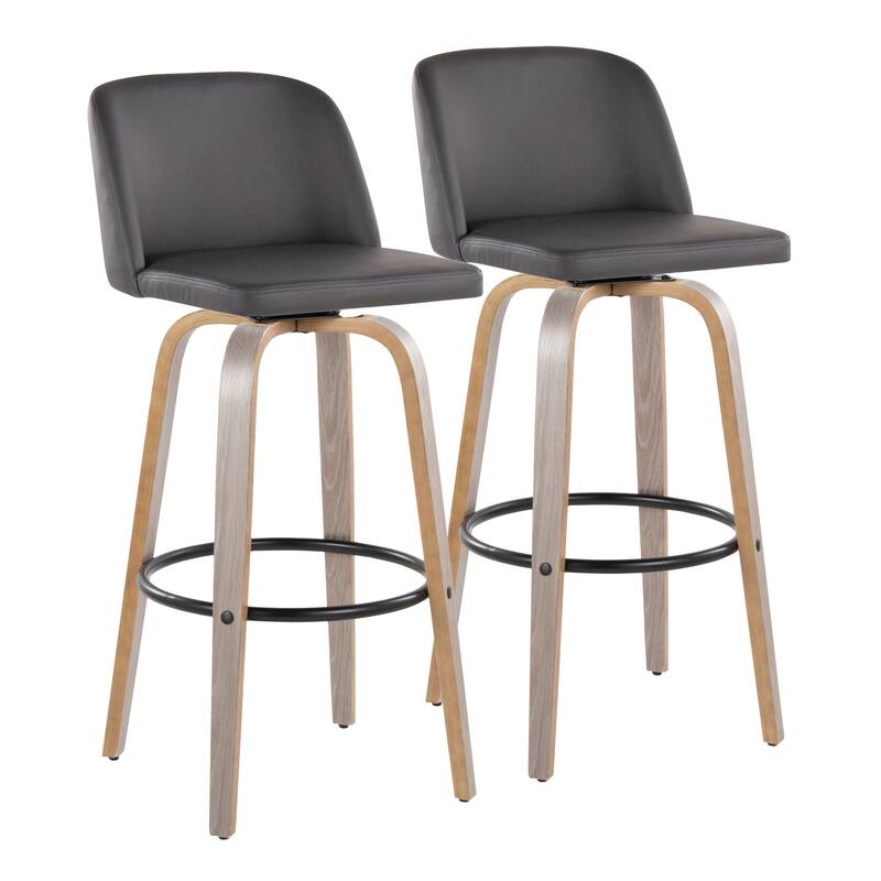 The Gray Barn Vallberga 30" Fixed-Height Bar Stool with Light Grey Wood Base (Set of 2)