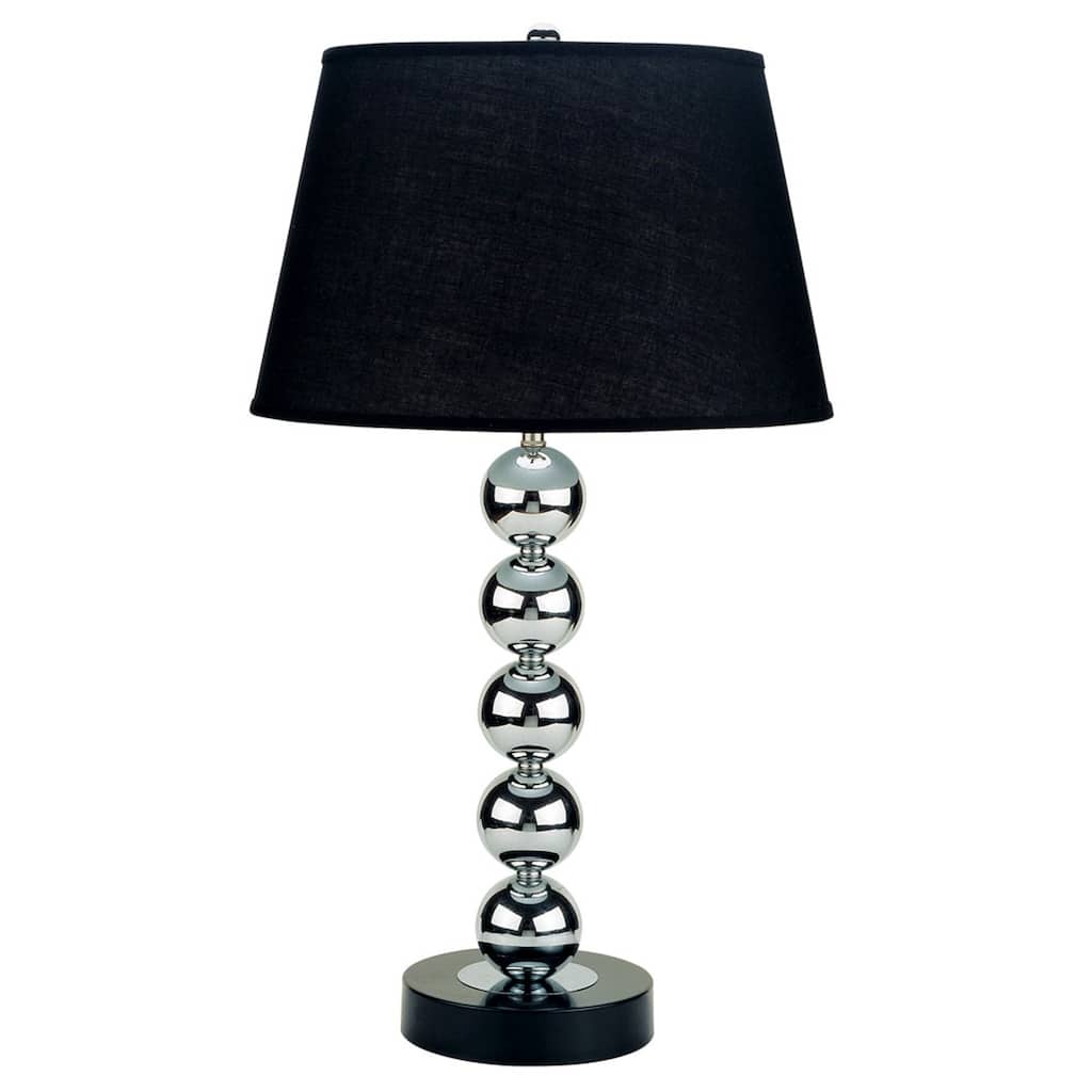 Silver Bauble Table Lamp with Black Shade - Large
