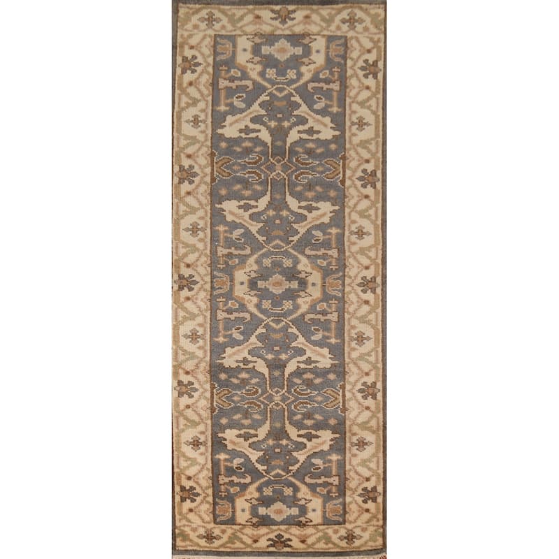 All-Over Oushak Indian Runner Rug Handmade Wool Carpet - 2'9" x 8'3"