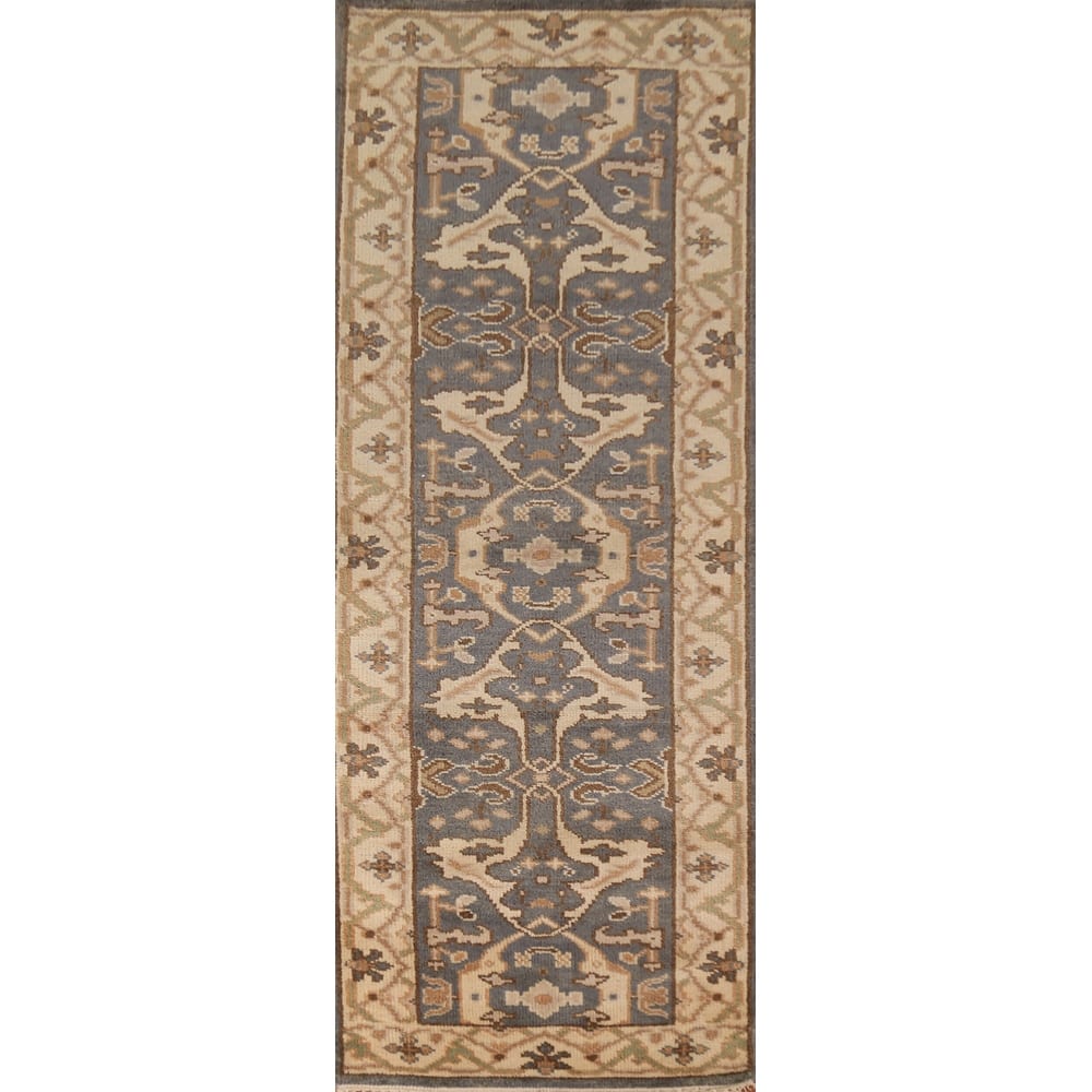 All-Over Oushak Indian Runner Rug Handmade Wool Carpet - 2'9" x 8'3"