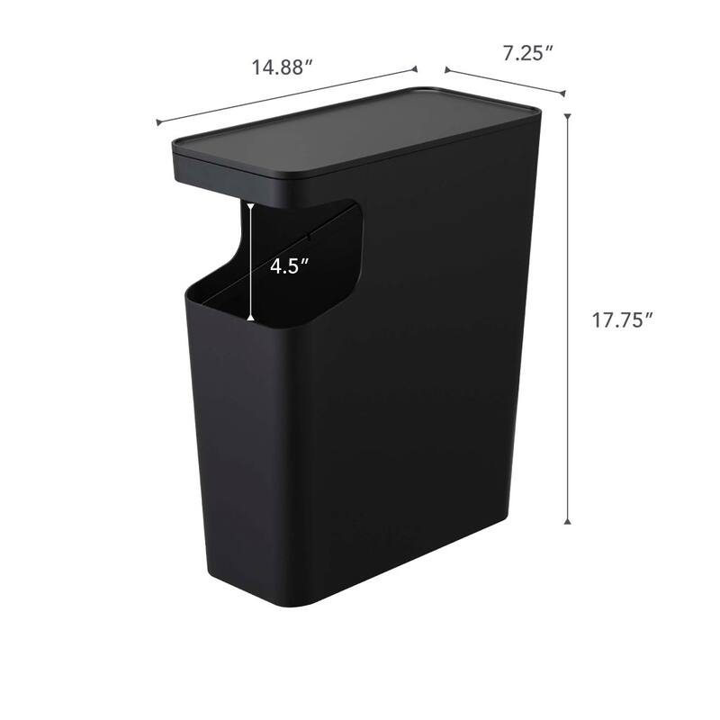 Yamazaki Home Side Table Trash Can, ABS Plastic, 4 gallons, 15 liters