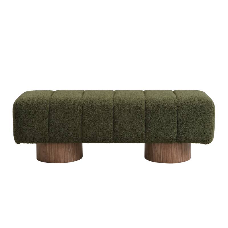 Green Boucle No-Assembly Dining Bench Ottoman