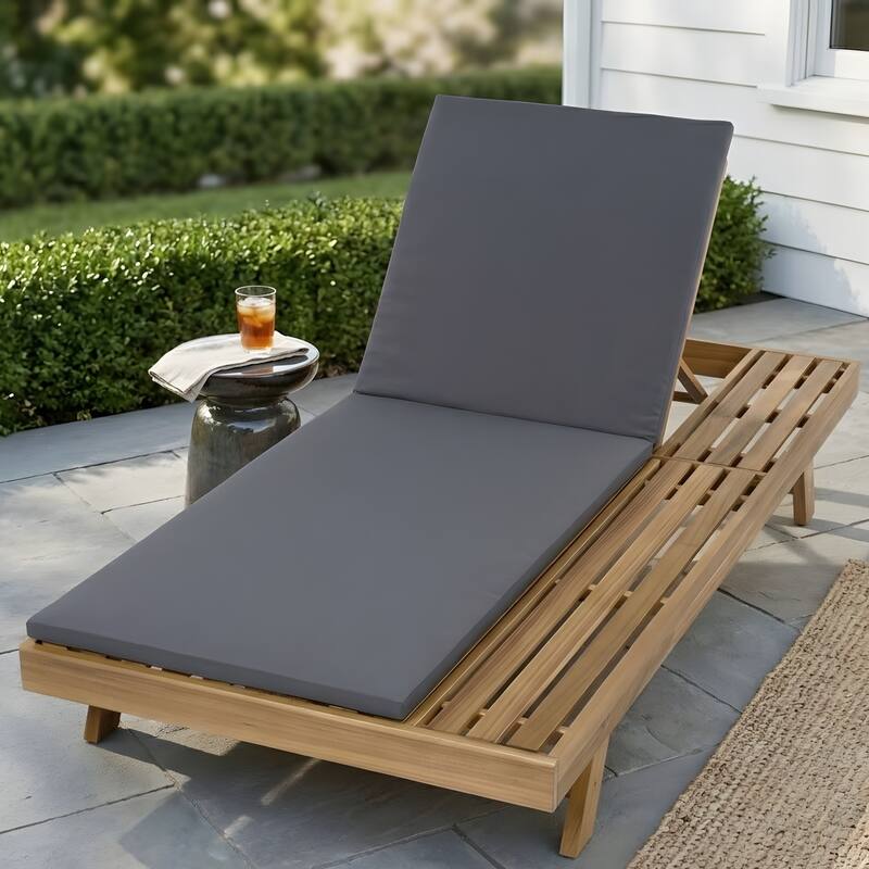 Lounge Chair Set with Open-Sided Design Black Lacquered Locust Wood Frame with Waterproof Cushions - Dark Gray Light Brown